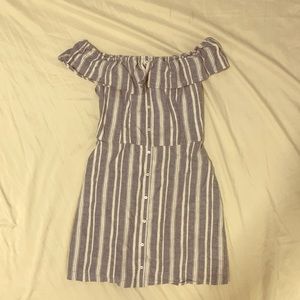 Blue and white stripped off the shoulder dress